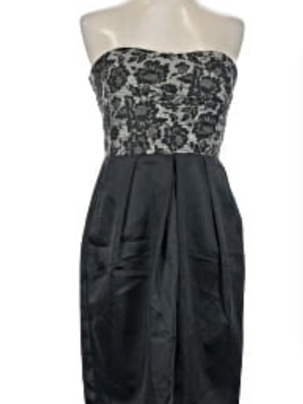 Studio Y Black Strapless Lace Bodice Cocktail Dress